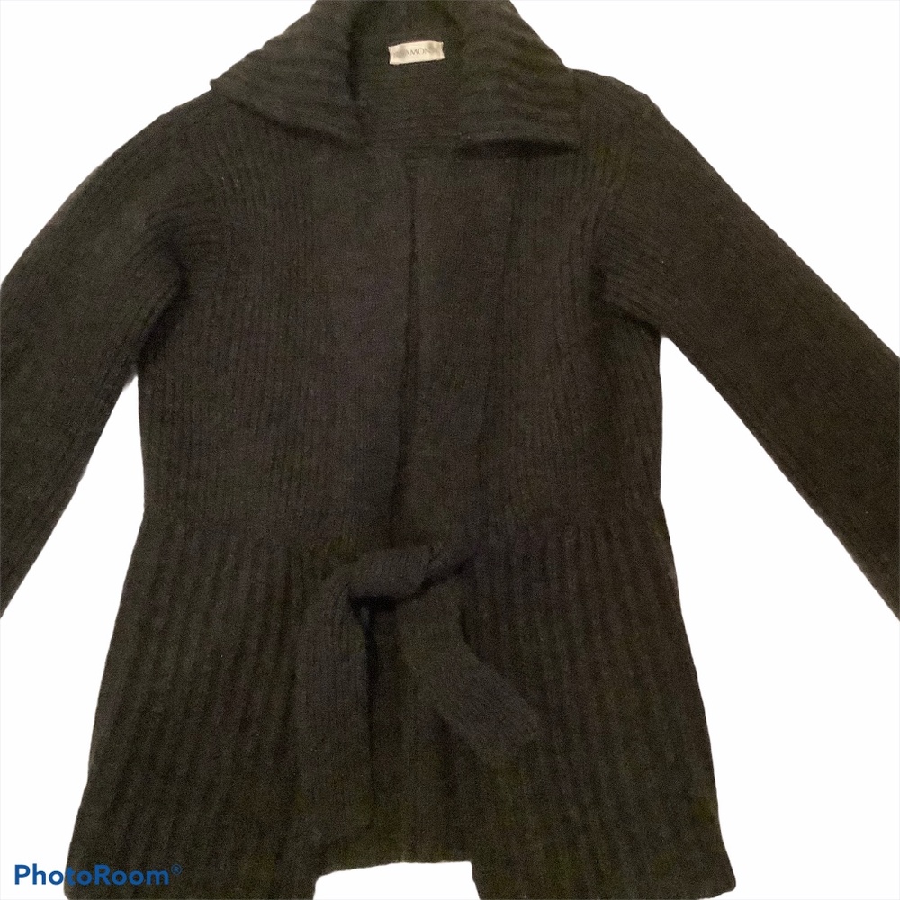 Rivamonti Charcoal Bell Sleeved Ribbed Cardigan